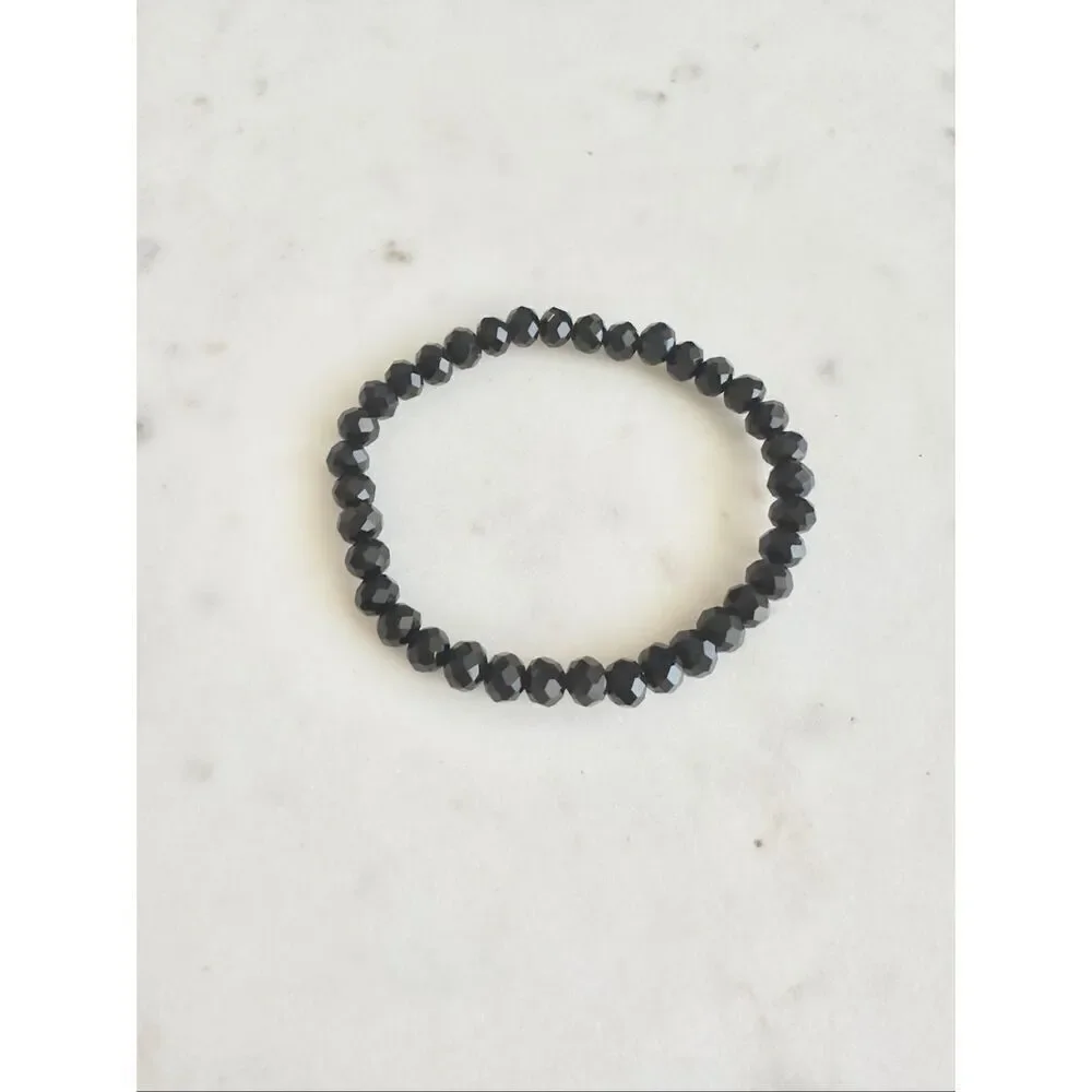 Black sparkly bead stretch bracelet